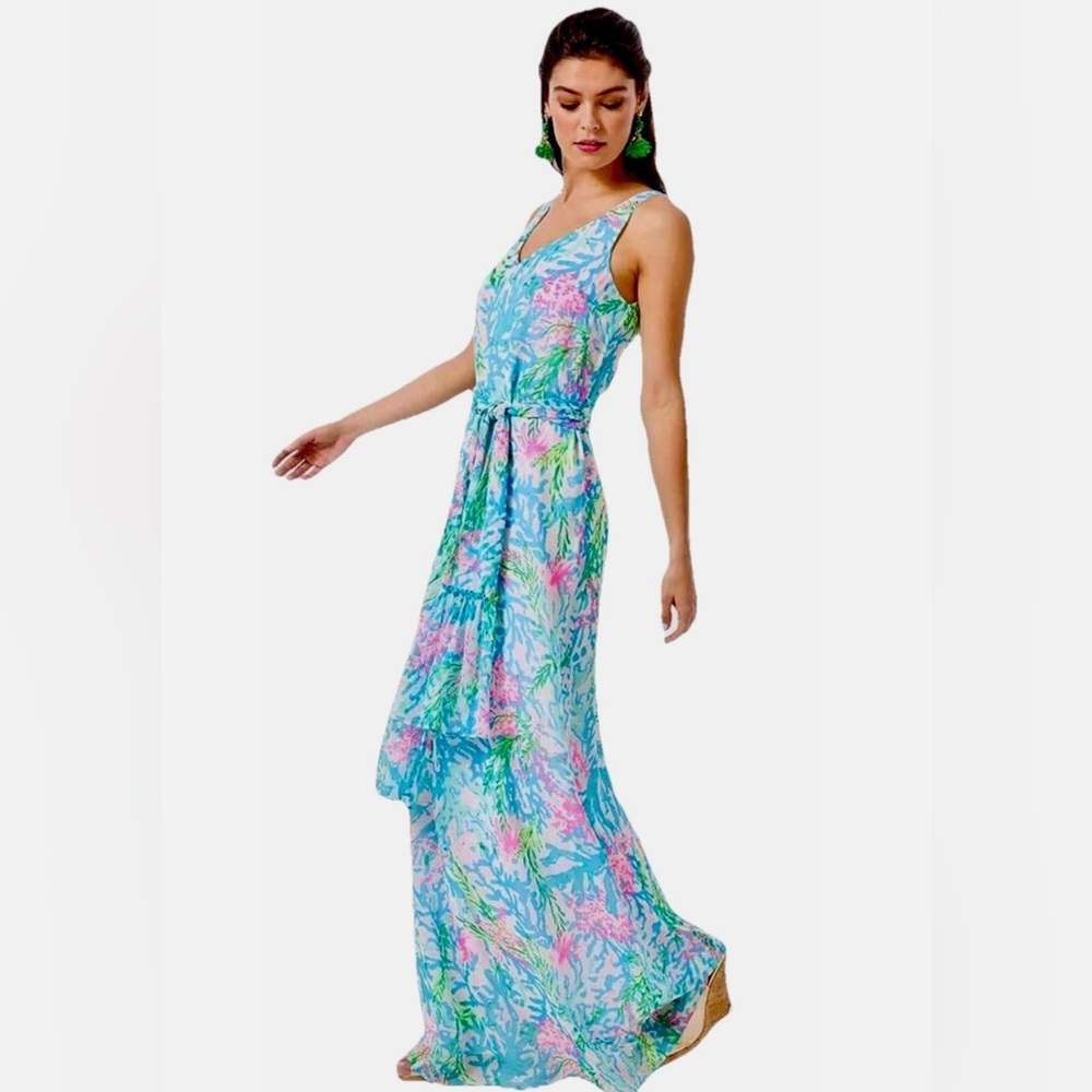 Lilly Pulitzer Lani Maxi Dress Coral Bay XS - Picture 1 of 3
